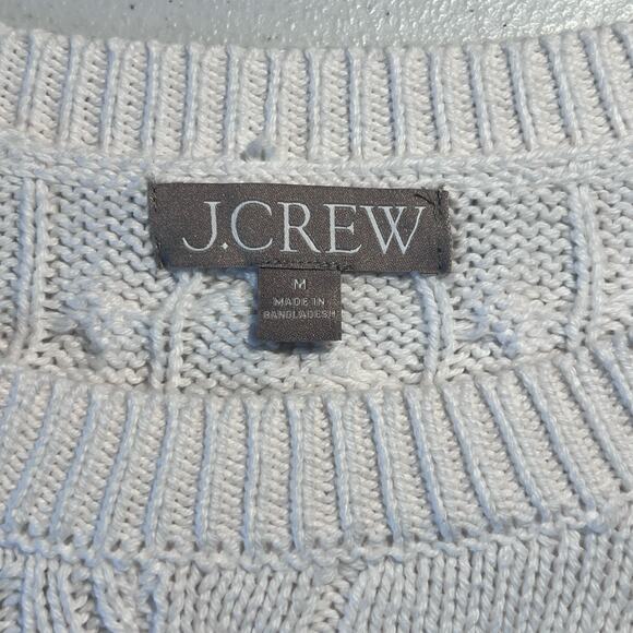 J. Crew Sweater Diagonal Cable Knit Pullover White Fisherman Preppy Equestrian - Picture 4 of 5